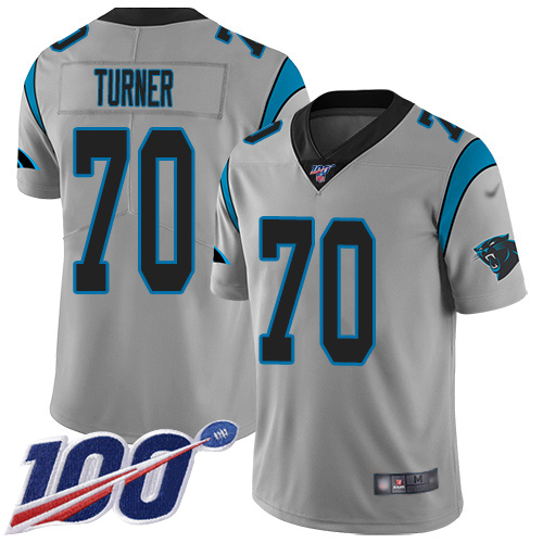 Carolina Panthers Limited Silver Youth Trai Turner Jersey NFL Football 70 100th Season Inverted Legend